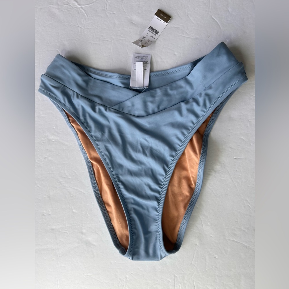 NWT J.Crew Blue Cheeky Curved Waist Bikini Bottom Swimsuit Blue Size S